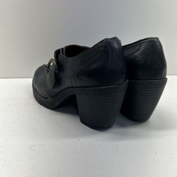 BOC Born Concept Womens 7.5 Women Black Leather Ankle Bootie Shoe Block Heel Zip - Picture 5 of 9